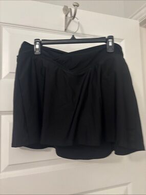 Lands' End Black Tankini Bottom Skirt w/bikini bottom SZ L V crossed front NWT